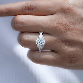 Round And Step Cut Trapezoid Lab Diamond Ring