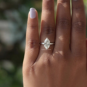 [Solitaire Lab Diamond Marquise Cut Ring]-[Golden Bird Jewels]