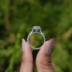 Old European Round Lab Diamond Halo Accent Ring