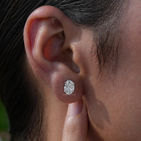 [Lab Diamond Oval Stud Earrings]-[Golden Bird Jewels]