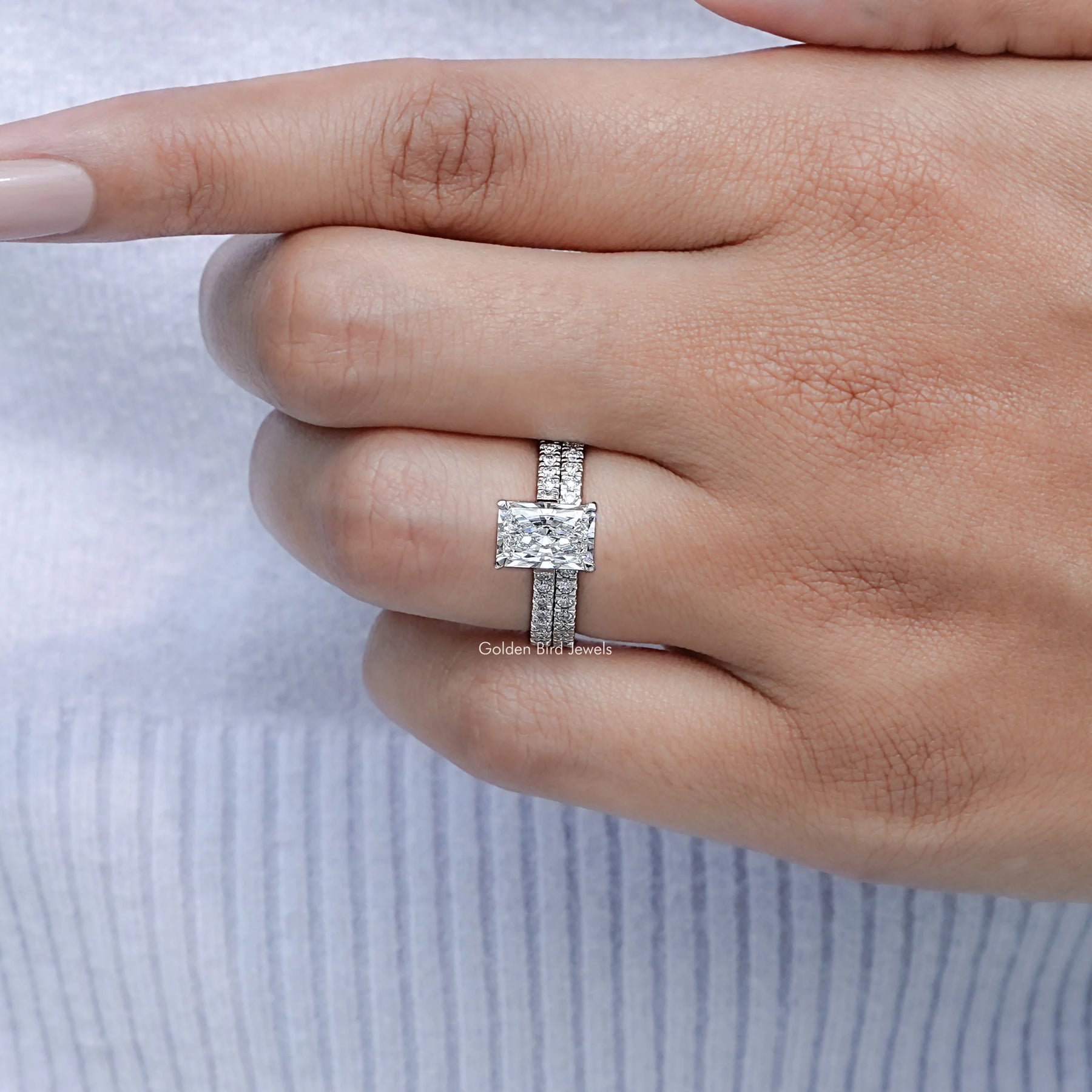 Lab Diamond Radiant Cut Bridal Ring Set