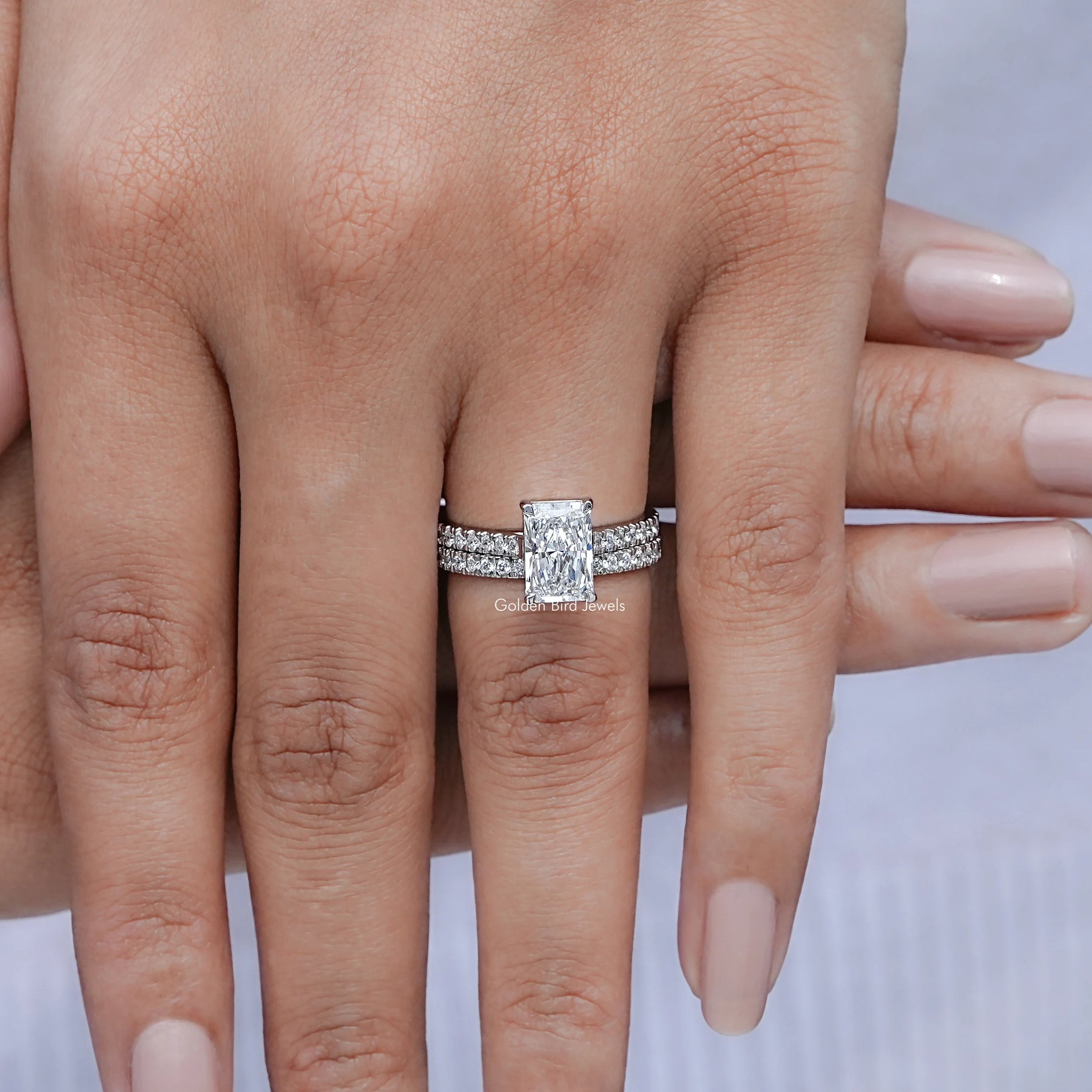 Lab Diamond Radiant Cut Bridal Ring Set