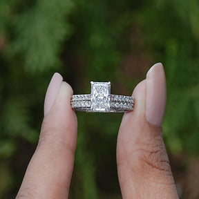 Lab Diamond Radiant Cut Bridal Ring Set