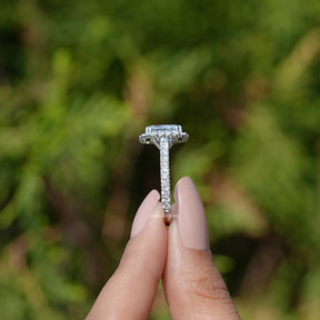 Radiant Lab Diamond Halo Accent Engagement Ring