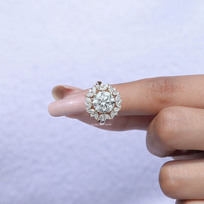 Round Cut Lab Diamond Cluster Halo Ring