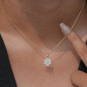 Round Cut Diamond Floral Minimalist Pendant