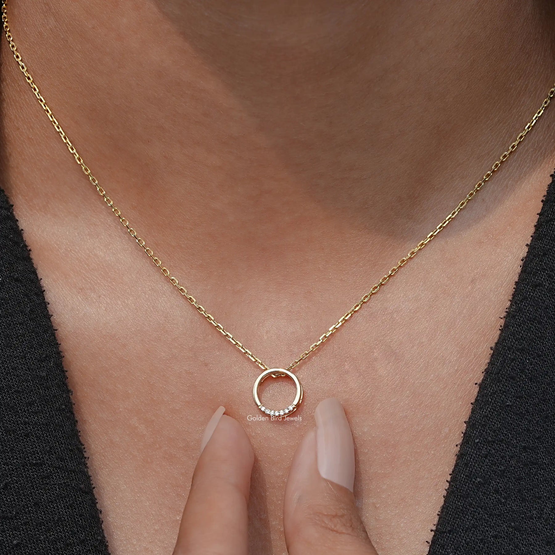 Lab Diamond Round Cut Open Circle Pendant