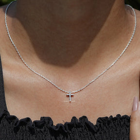 Lab Diamond Round Cut Cross Pendant