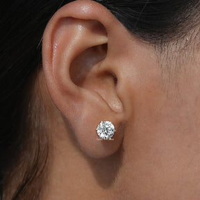 Lab Diamond Round Shaped Solitaire Stud Earrings