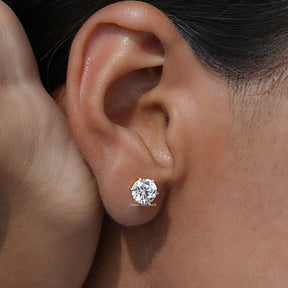 Lab Diamond Round Shaped Solitaire Stud Earrings