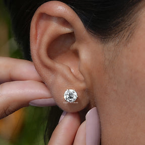 Lab Diamond Round Shaped Solitaire Stud Earrings