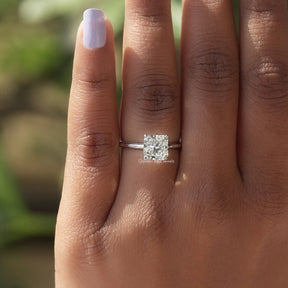 Close-Up View of Radiant Cut Solitaire Ring In White Gold