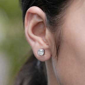 Square Old Mine Cushion Lab Diamond Stud Earrings