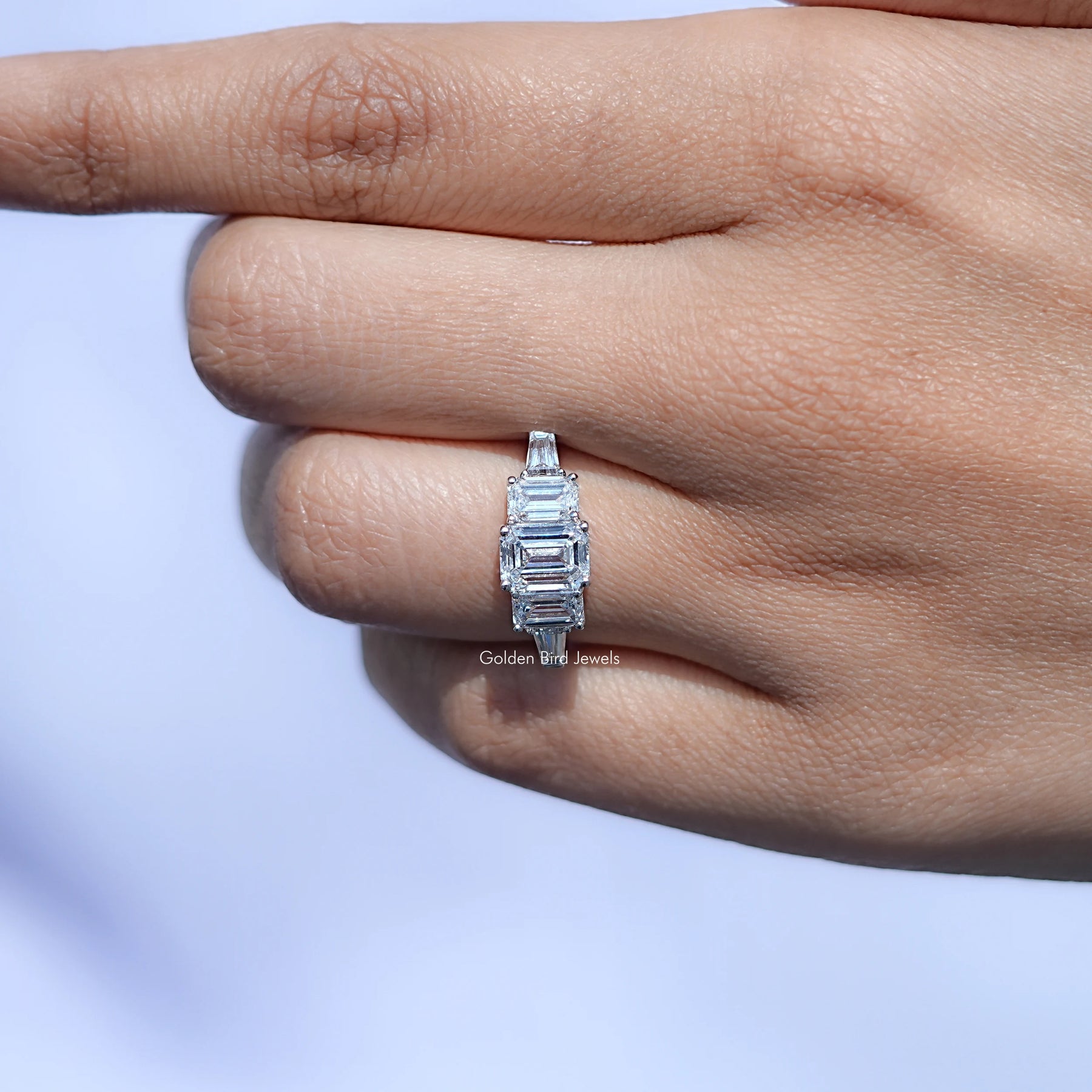 Five Stone Emerald Cut Lab Grown Diamond Ring