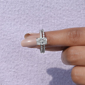 Radiant Cut Lab Diamond Bridal Ring Set