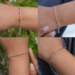 [14K White Gold Round Cut Link Bracelet]-[Golden Bird Jewels]