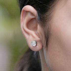 Square Old Mine Cushion Lab Diamond Stud Earrings