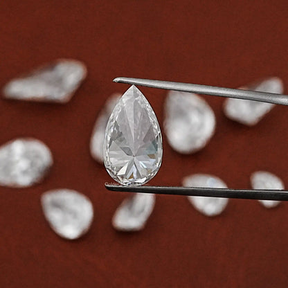 Front View Of Pear Lab Grown Diamond In White