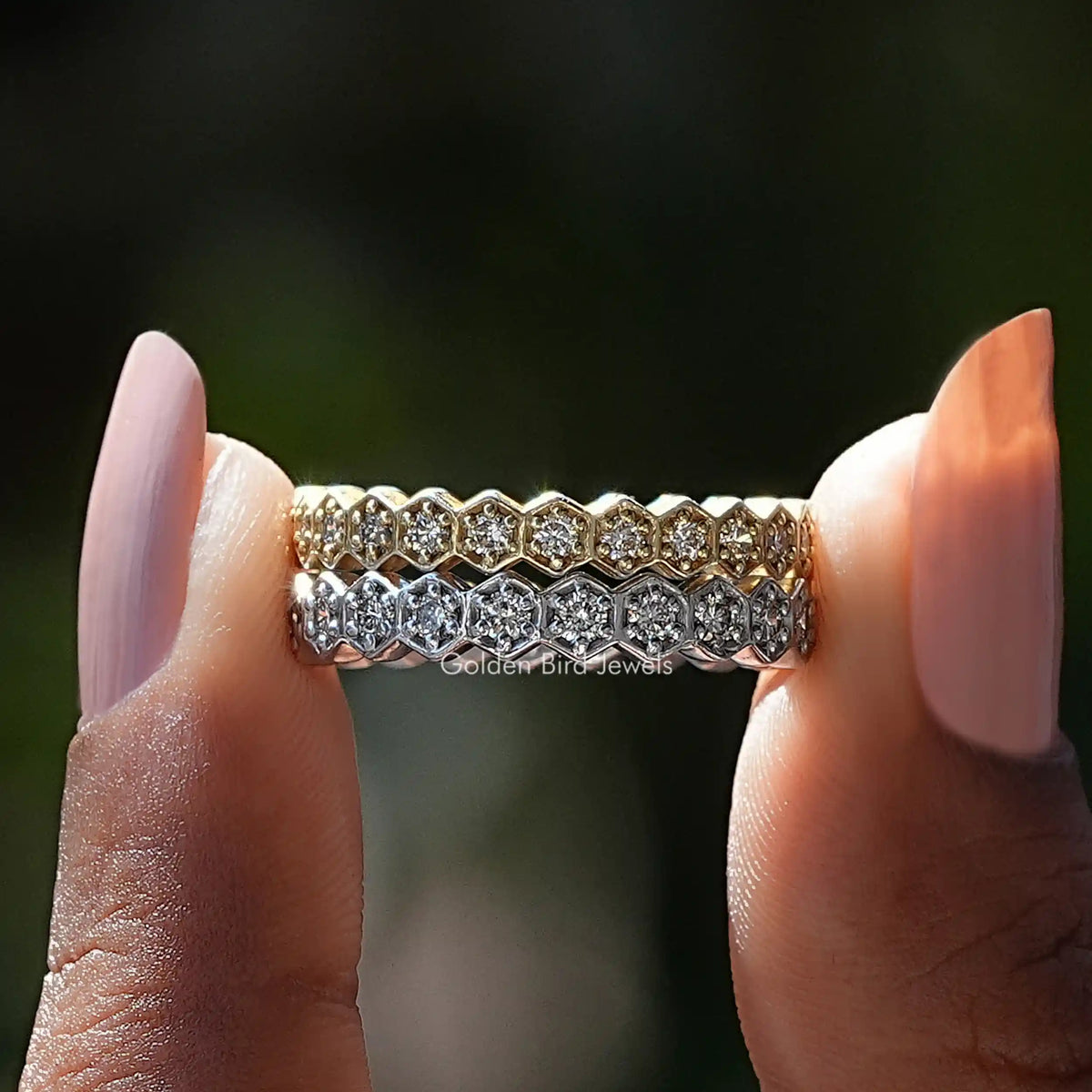 [Lab Grown Round Cut Diamond Wedding Band]-[Golden Bird Jewels]