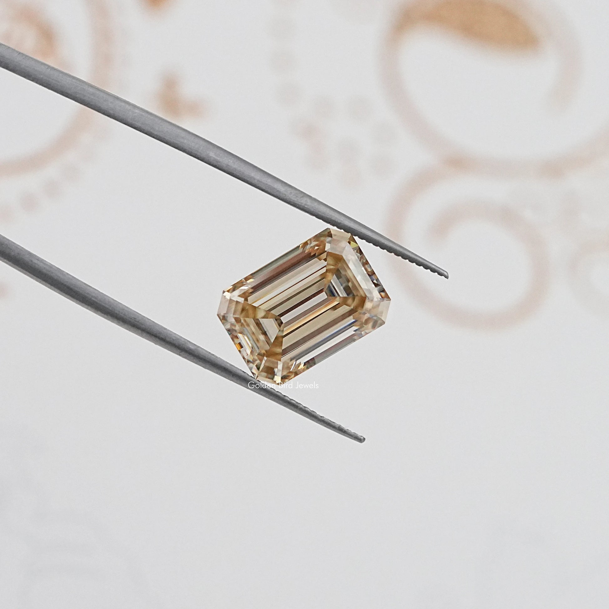 Back View Of Old Mine Emerald Cut Loose Moissanite Stone