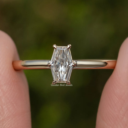 Old Mine Lozenge Solitaire Moissanite Ring