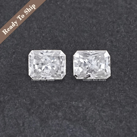 Front View of Radiant Cut Loose Moissanite Pair