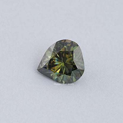 Dark Green Pear Cut Moissanite Loose Stone