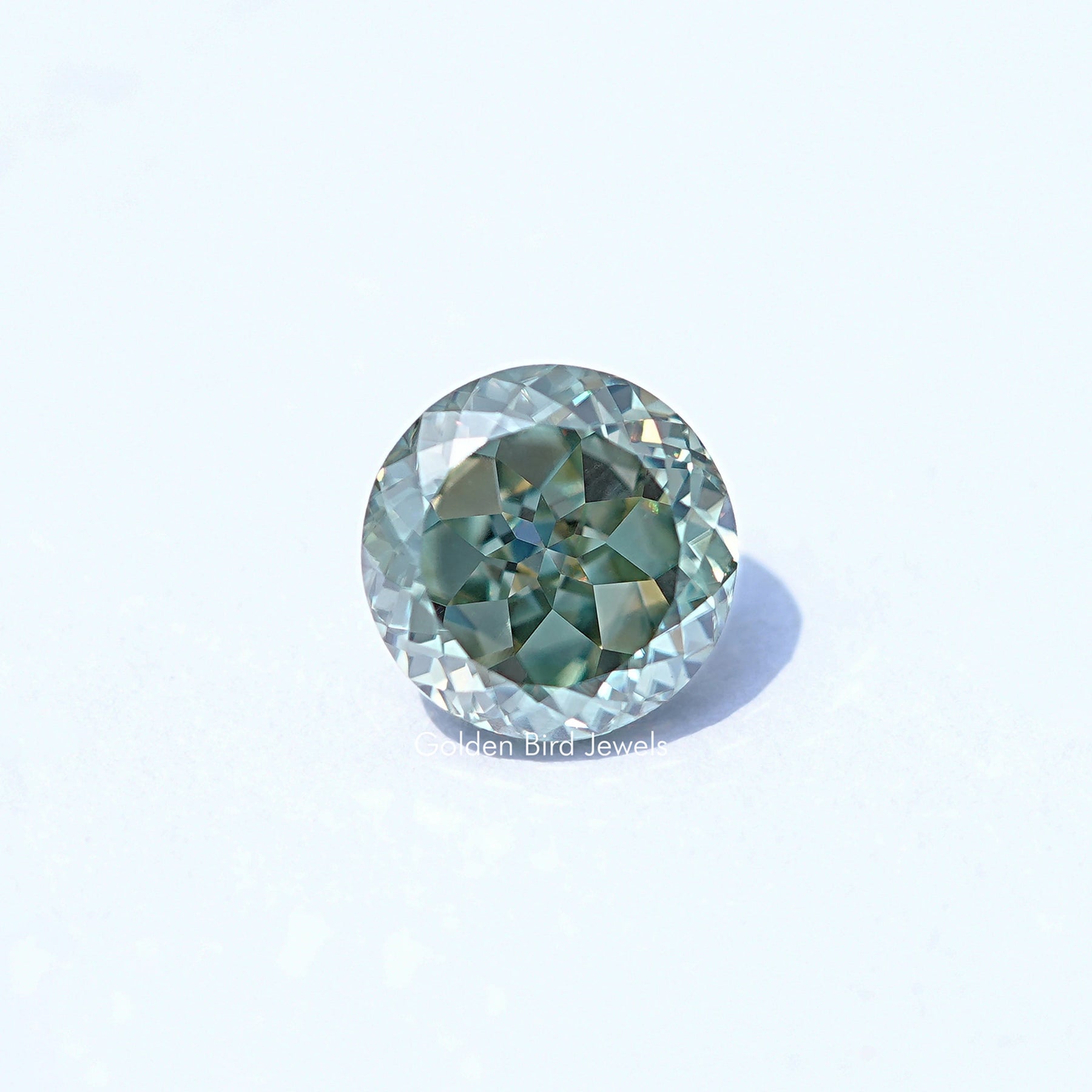 Blue Green Portuguese Cut Round Loose Moissanite