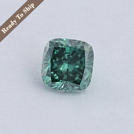6,45 Karat dunkelgrüner Kissen-Moissanit-Losstein