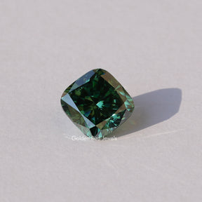 Dark Green Cushion Moissanite Loose Stone