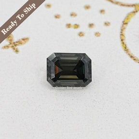 Gray Emerald Cut Moissanite Stone