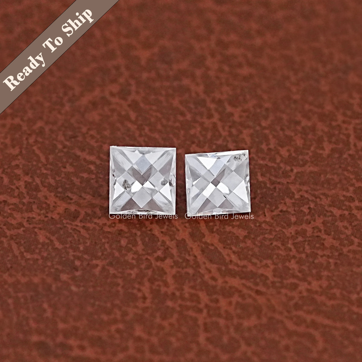 Off White French Cut Loose Moissanite Pair
