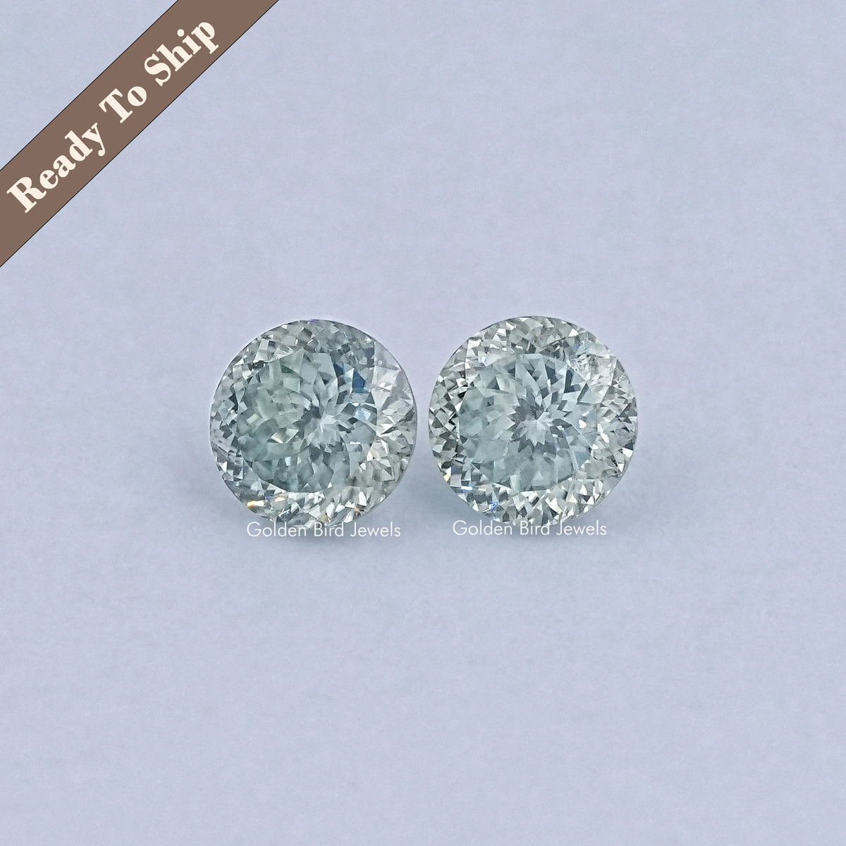 Blue Green Portuguese Cut Round Loose Moissanite Pair