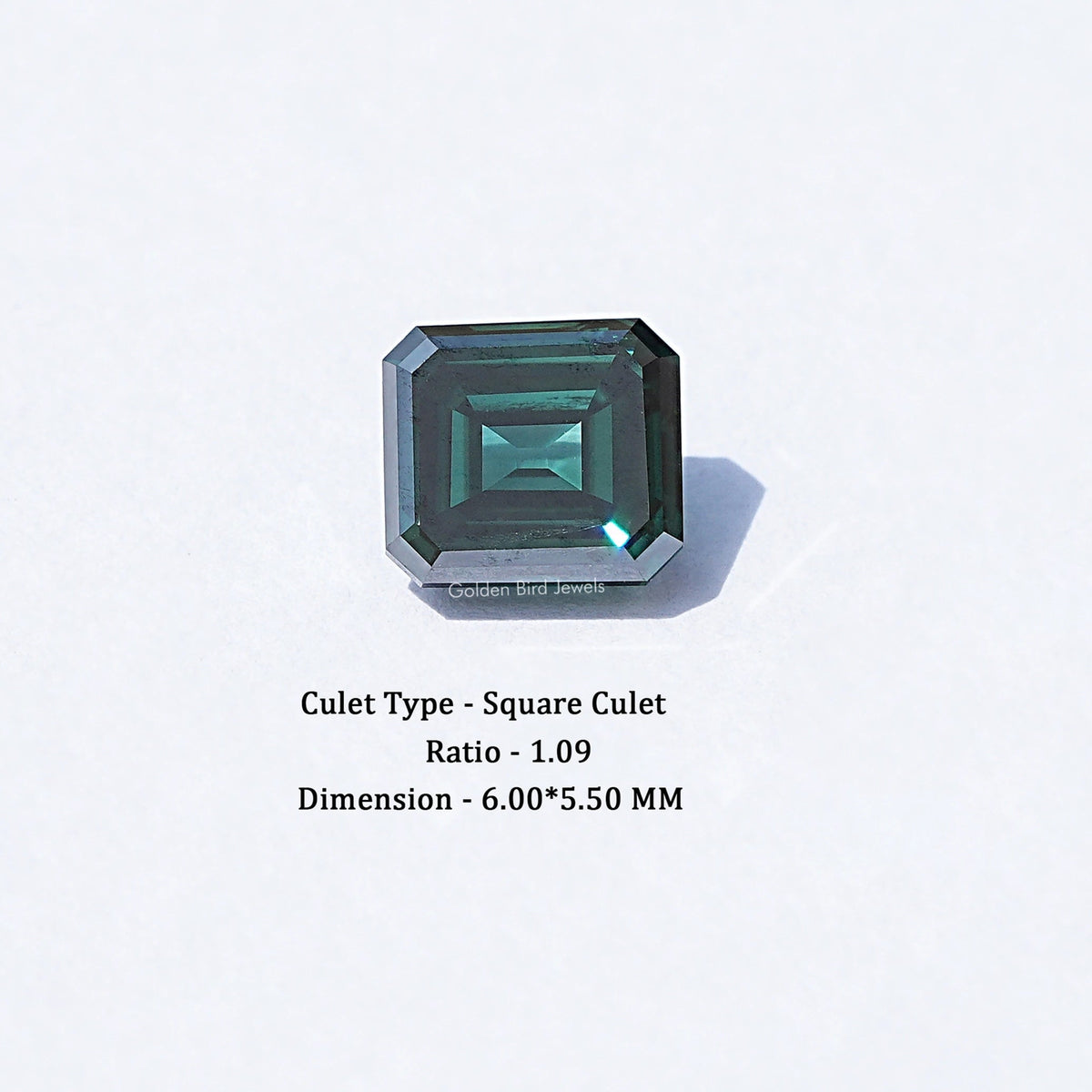 1 Karat Dunkelgrüner Old Mine Asscher Moissanit Loser Stein