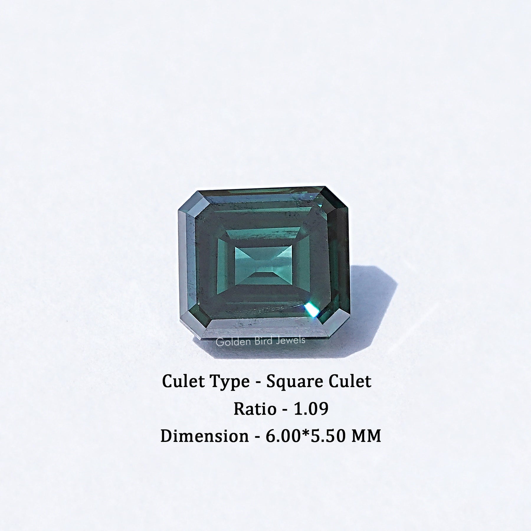 Dark Green Old Mine Asscher Moissanite Loose Stone