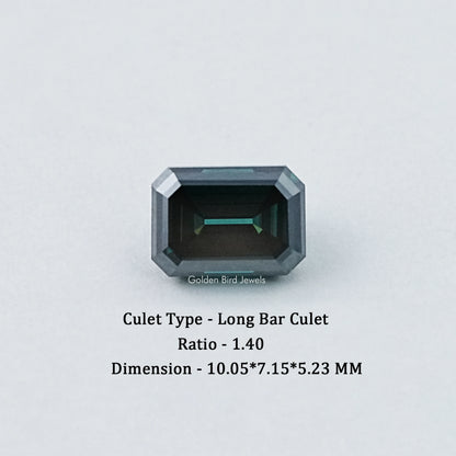 Dark Green Old Mine Emerald Cut Loose Moissanite
