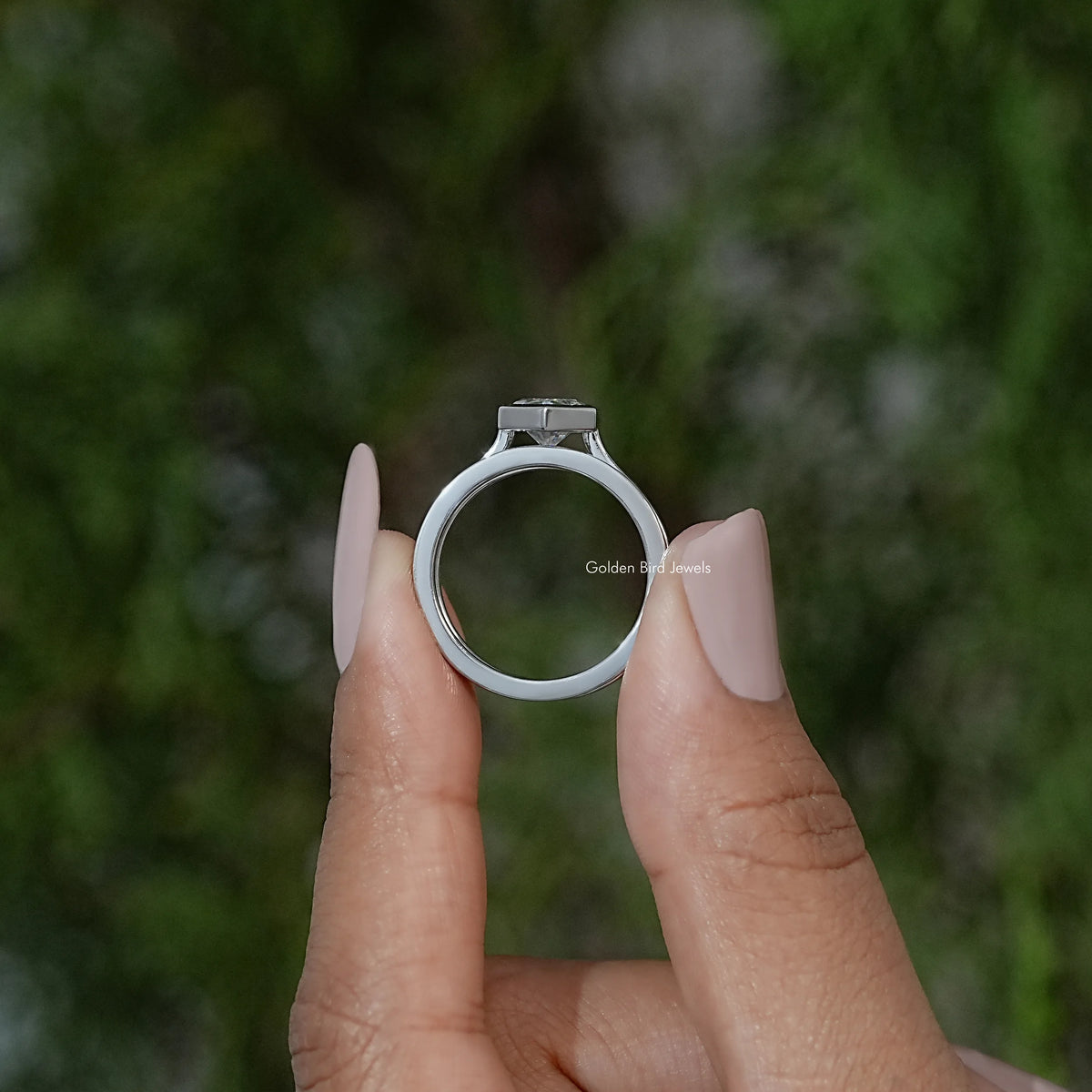 Dutch Marquise Moissanite Bezel Set Bridal Ring Set