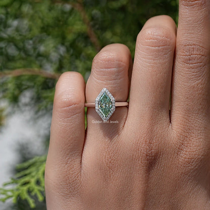 Dutch Marquise Moissanite Gemstone Halo Wedding Ring