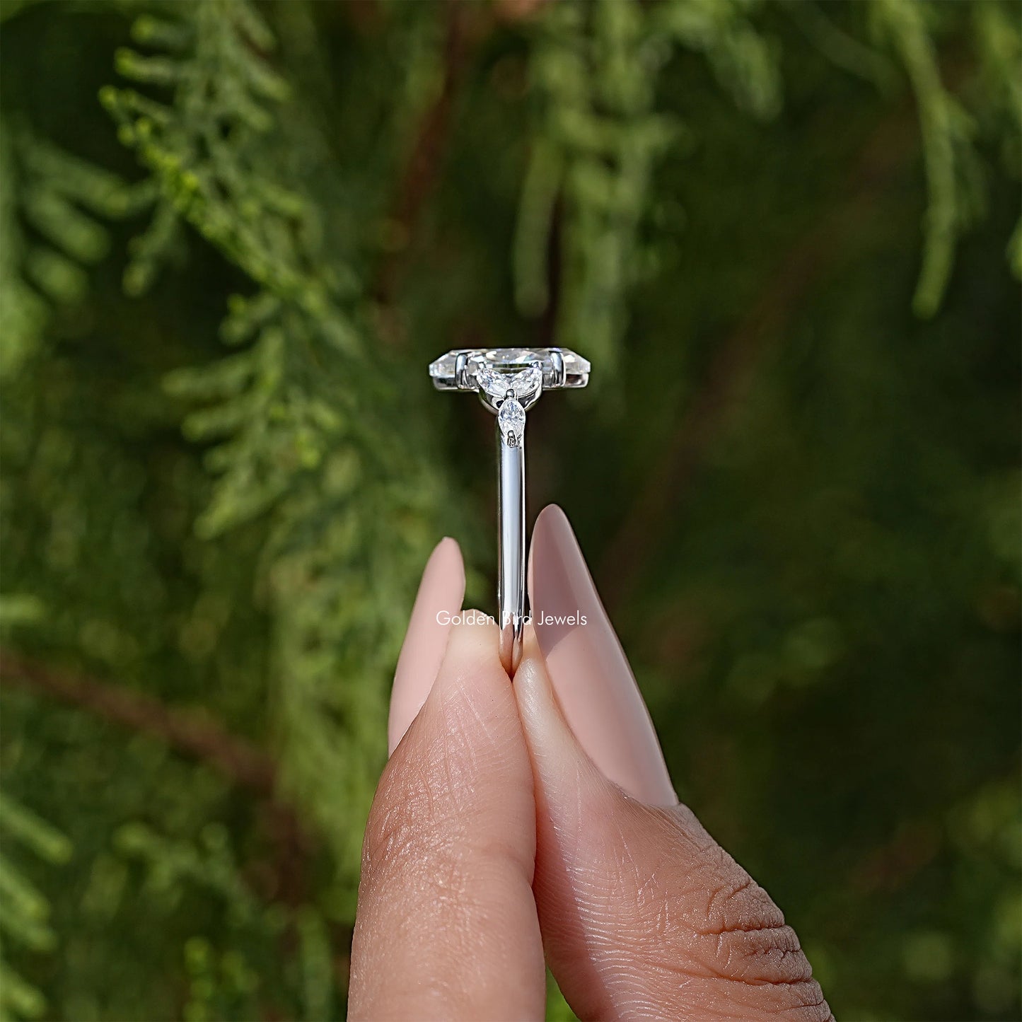 Marquise Cut Moissanite Diamond Leaves Ring
