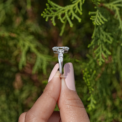 Dutch Marquise Cut Moissanite Diamond Floral Wedding Ring