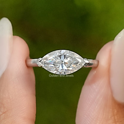 East West Marquise Cut Moissanite Engagement Ring