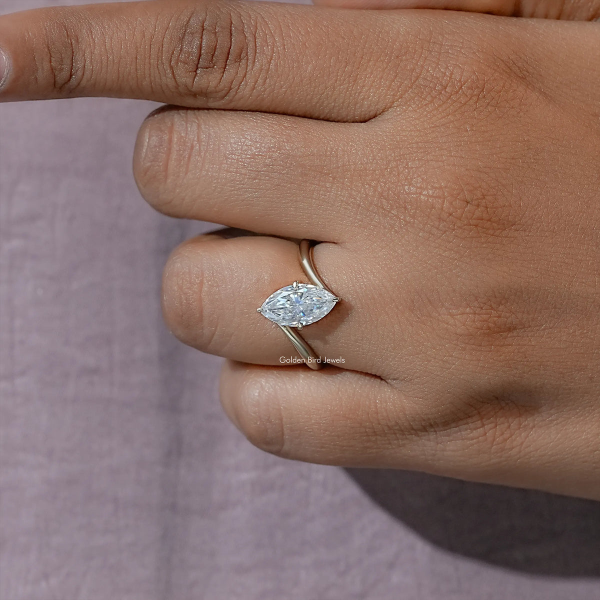 Marquise Moissanite Solitaire Engagement Ring