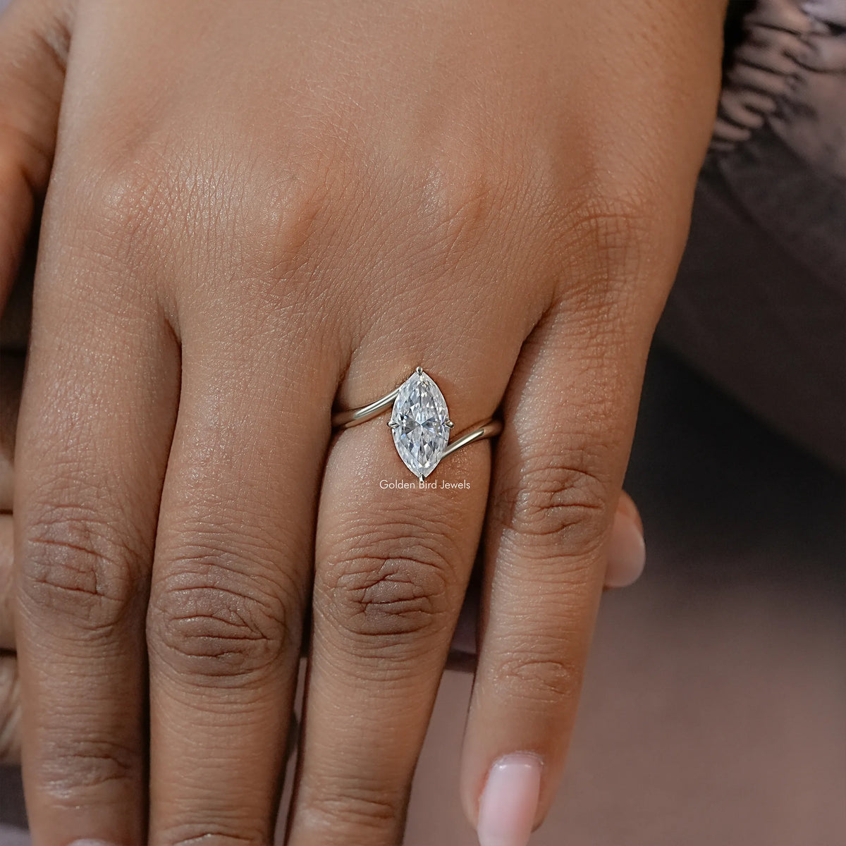 Marquise Moissanite Solitaire Engagement Ring