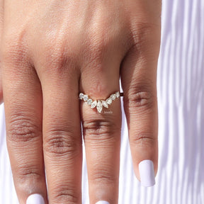 Marquise Cut Lab Diamond Curved Stacking Band