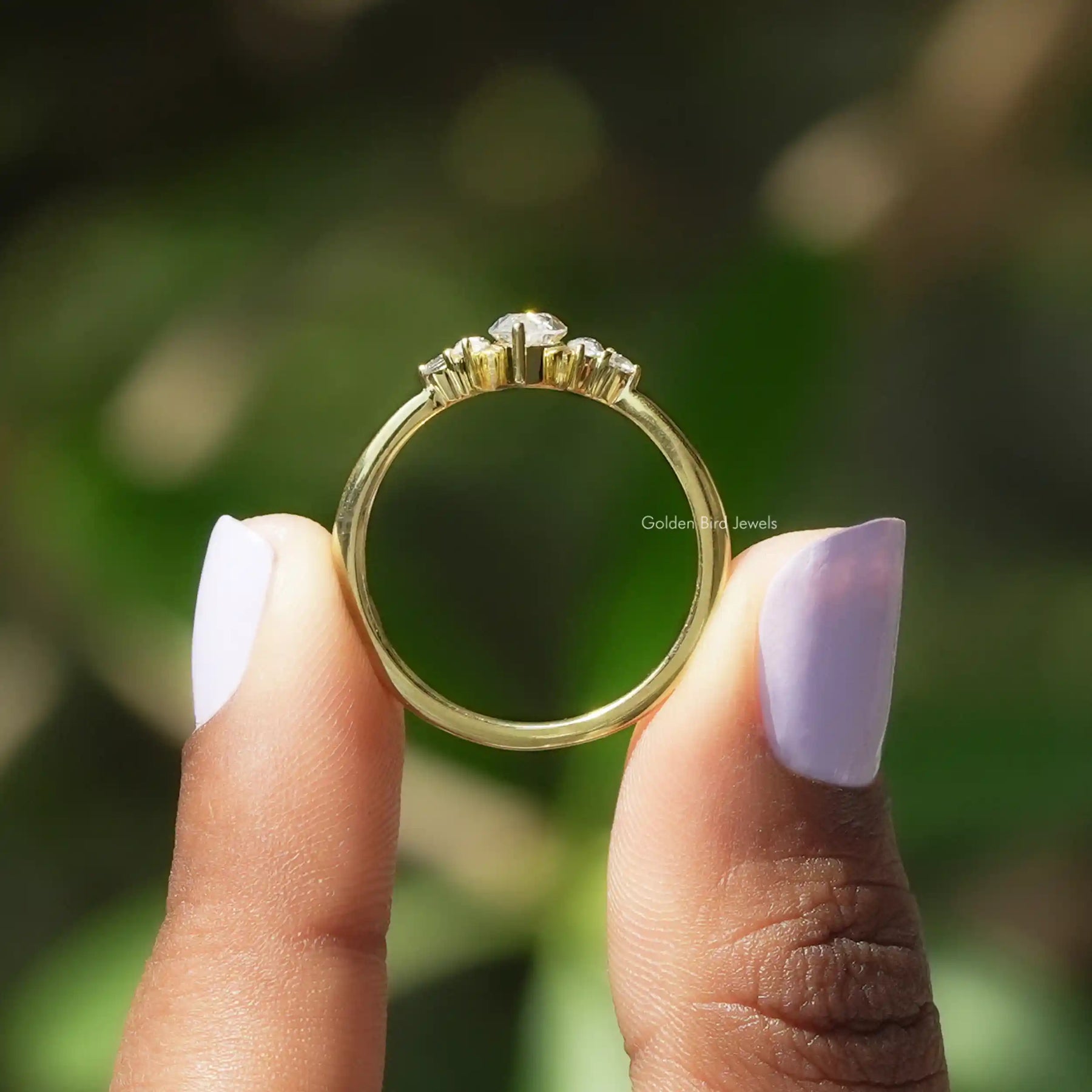 [Yellow Gold Marquise Cut Moissanite Ring]-[Golden Bird Jewels]