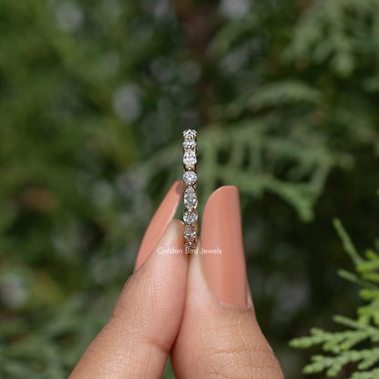 Marquise And Round Lab Diamond Wedding Band