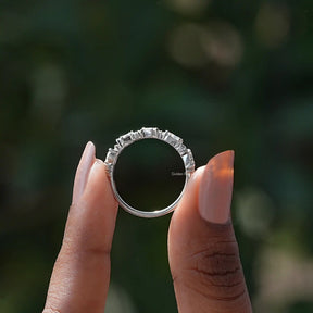 Marquise And Round Lab Diamond Half Eternity Band