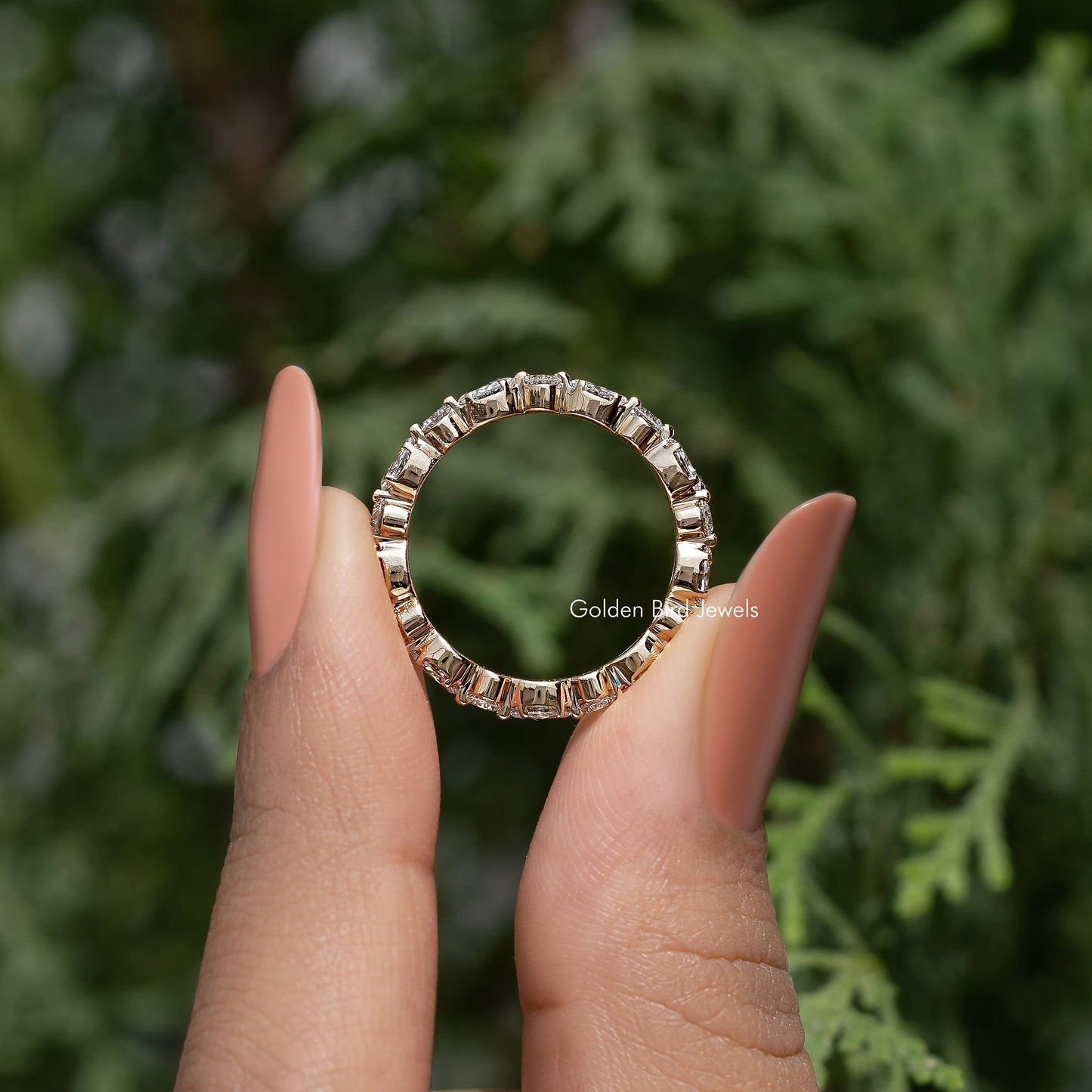 Marquise And Round Lab Diamond Wedding Band