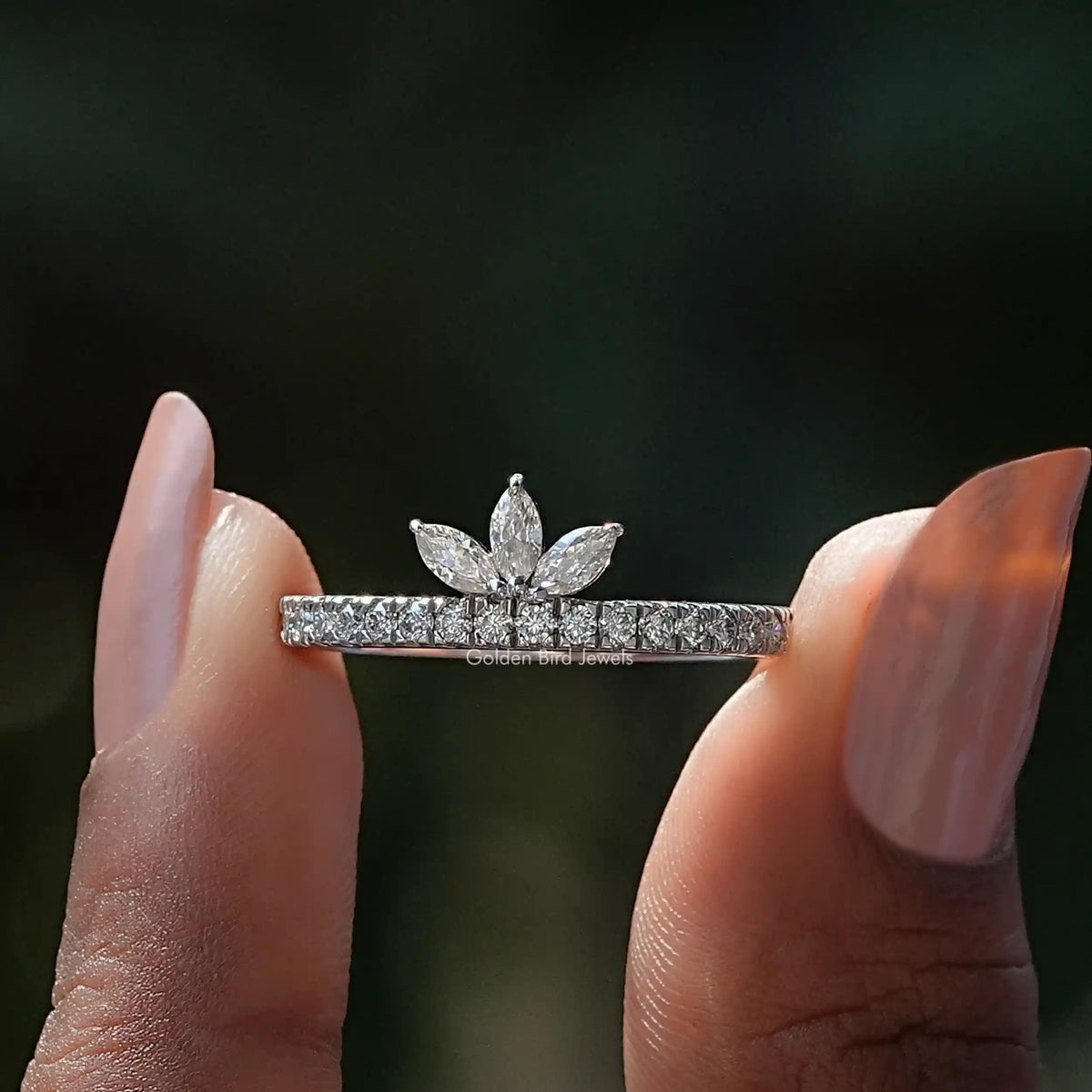 [Marquise And Round Cut Moissanite Half Eternity Band]-[Golden Bird Jewels]