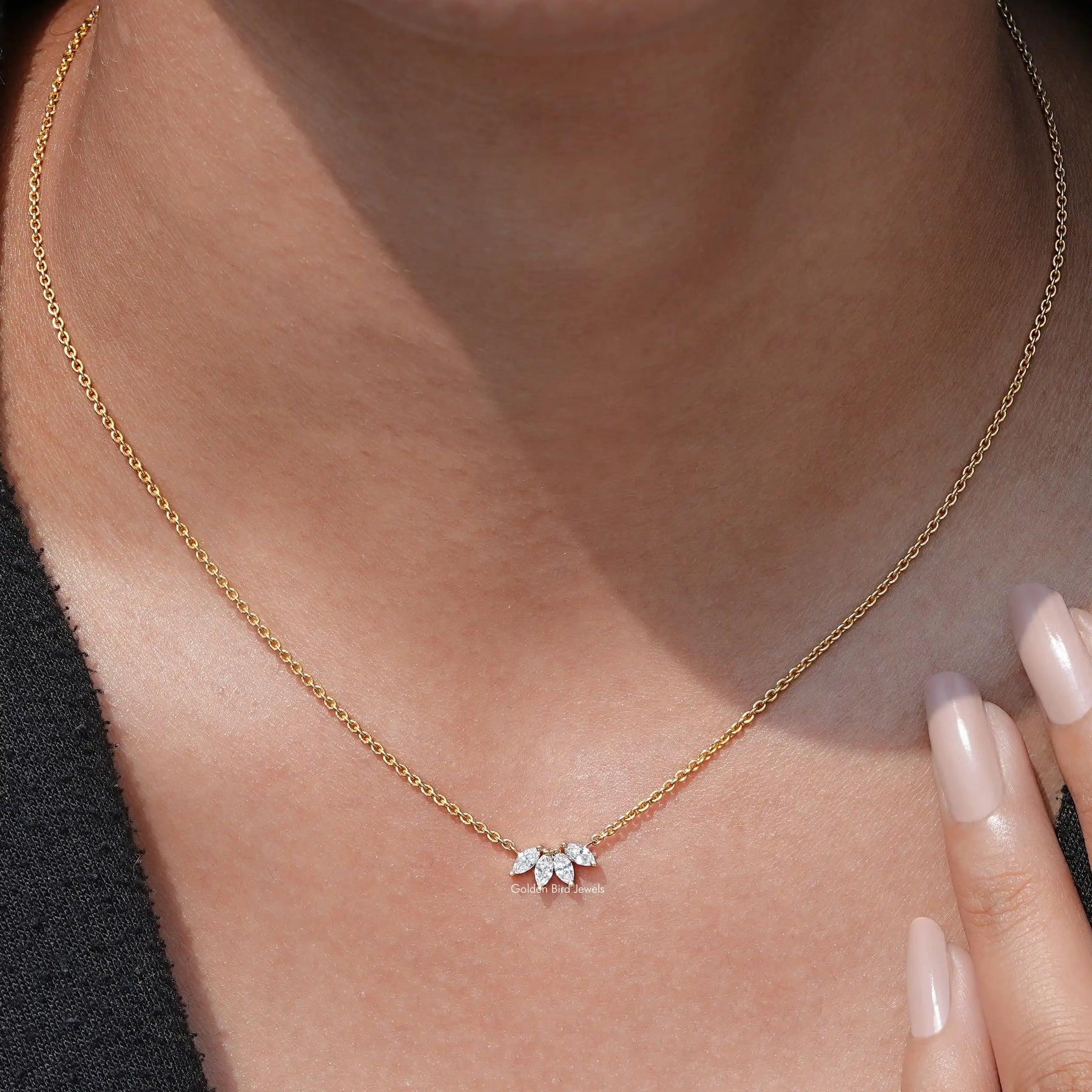 Marquise Diamond Flower Petal Minimalist Pendant